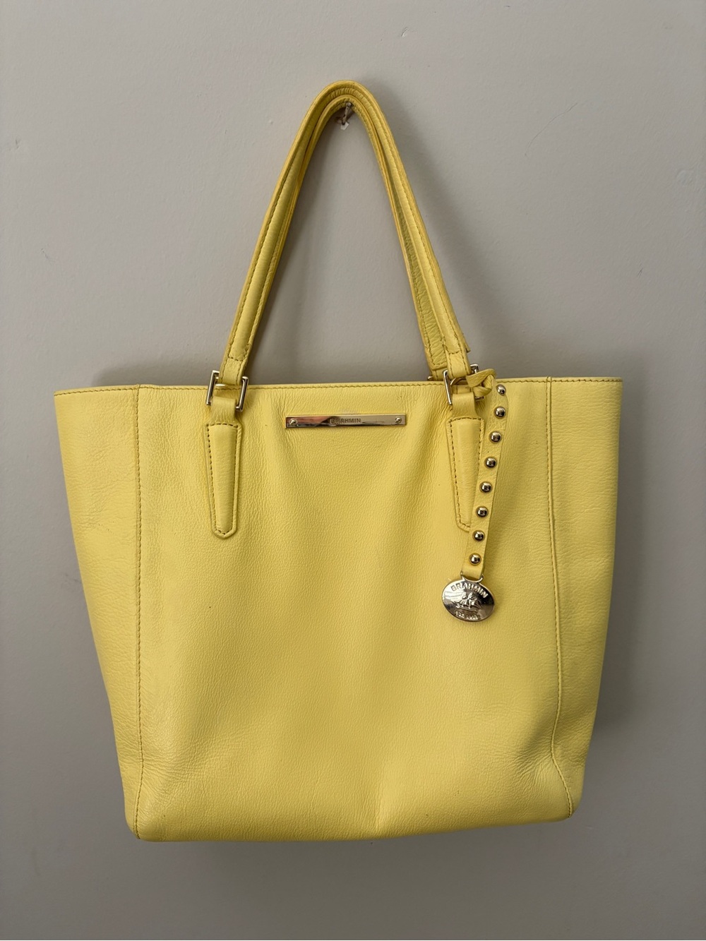 Brahmin Bright Yellow Leather Purse With Adjustable Shoulder Strap